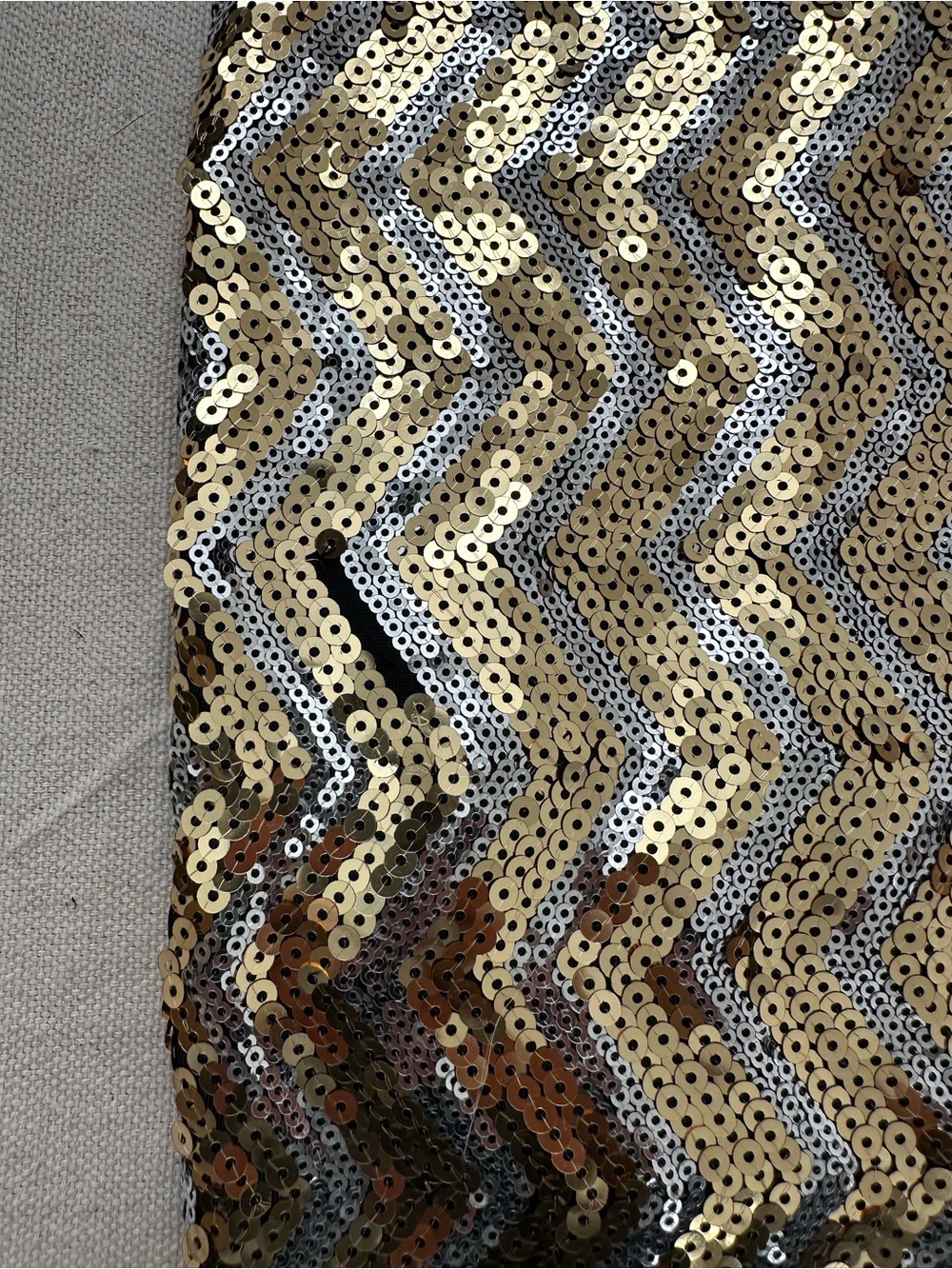 Bebe Addiction Metallic Sequin Chevron Mini Party Dress Medium Glam GlitzBodycon - Picture 13 of 14